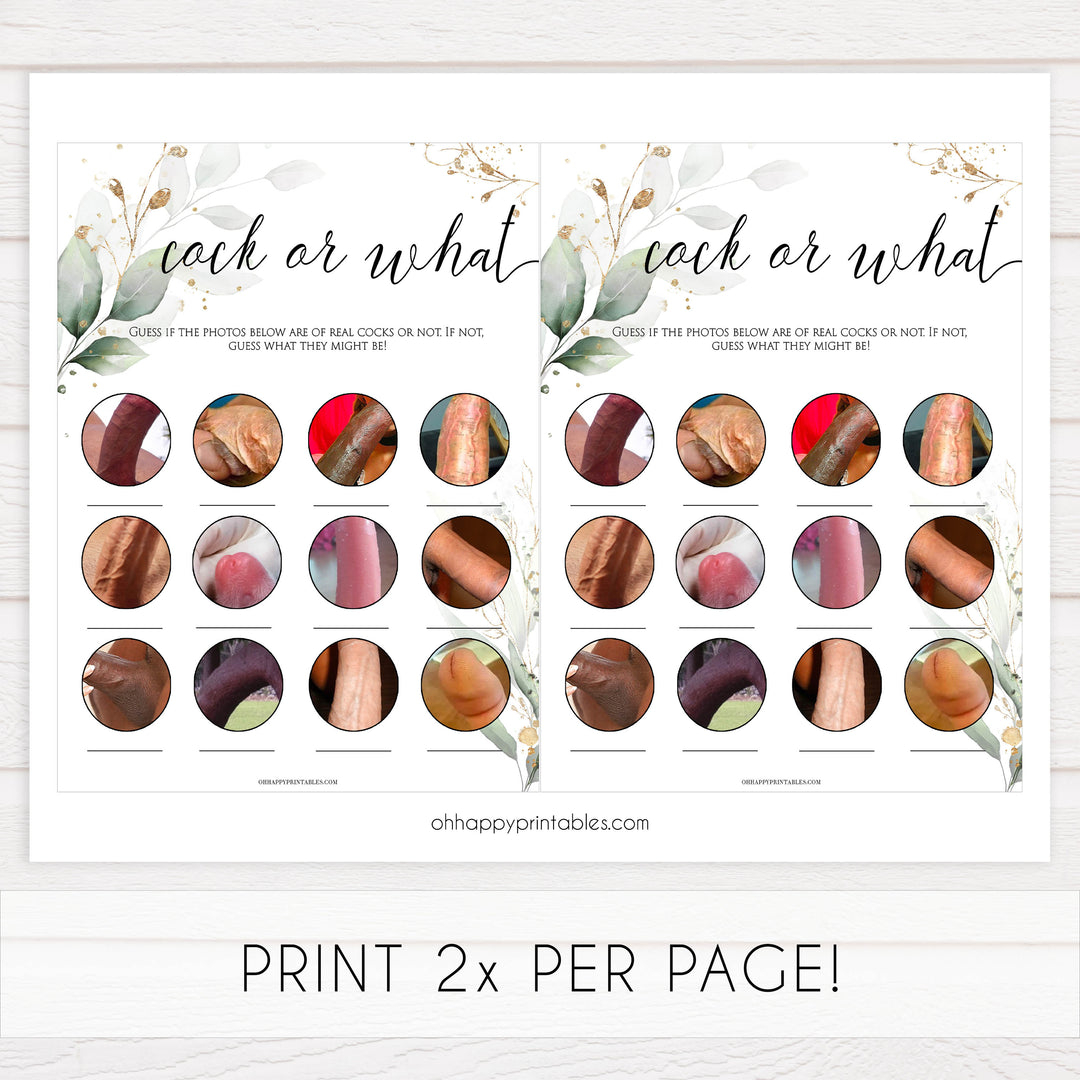 4 bachelorette games, naught bachelorette games, cock or what, drink if, dirty minds game, bachelorette games, gold leaf bridal shower games