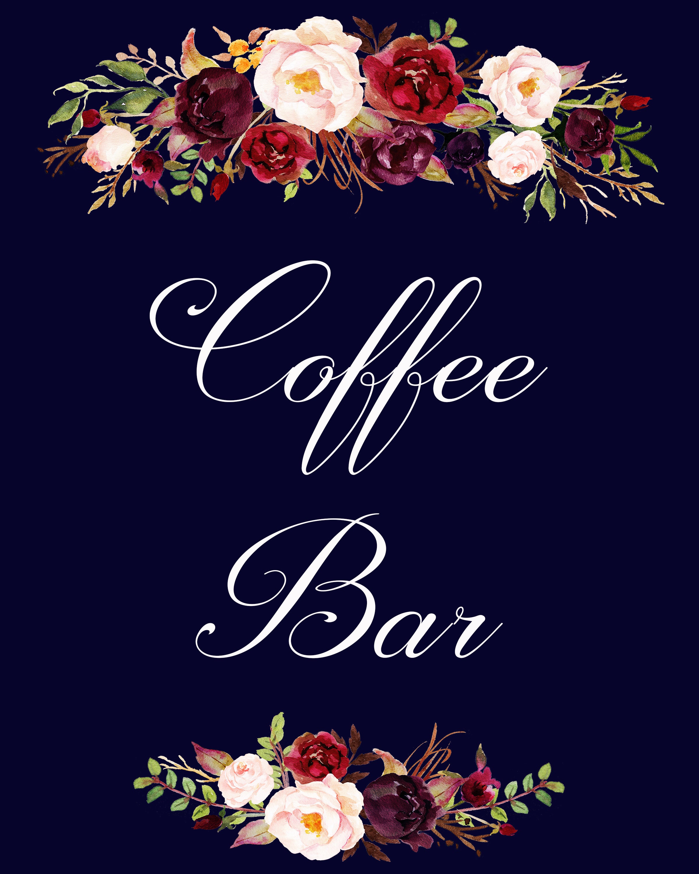 Coffee Bar Marsala Dark Blue sign 