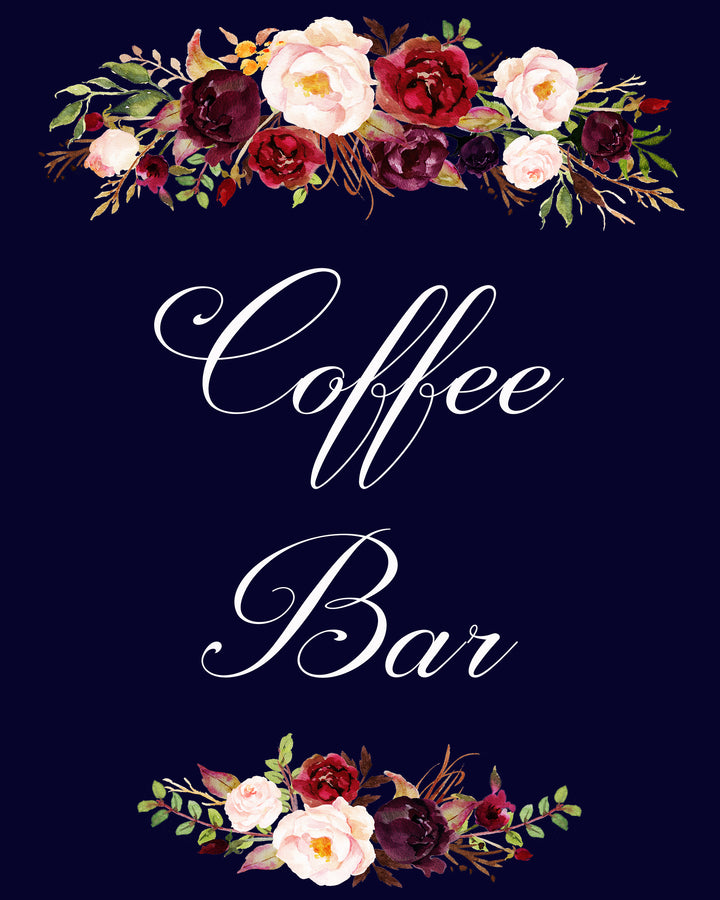 Coffee Bar Marsala Dark Blue sign 