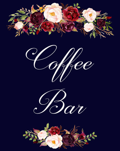 Coffee Bar Marsala Dark Blue sign 