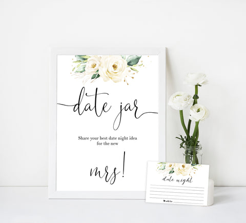 date night jar game, Printable bridal shower games, floral bridal shower, floral bridal shower games, fun bridal shower games, bridal shower game ideas, floral bridal shower