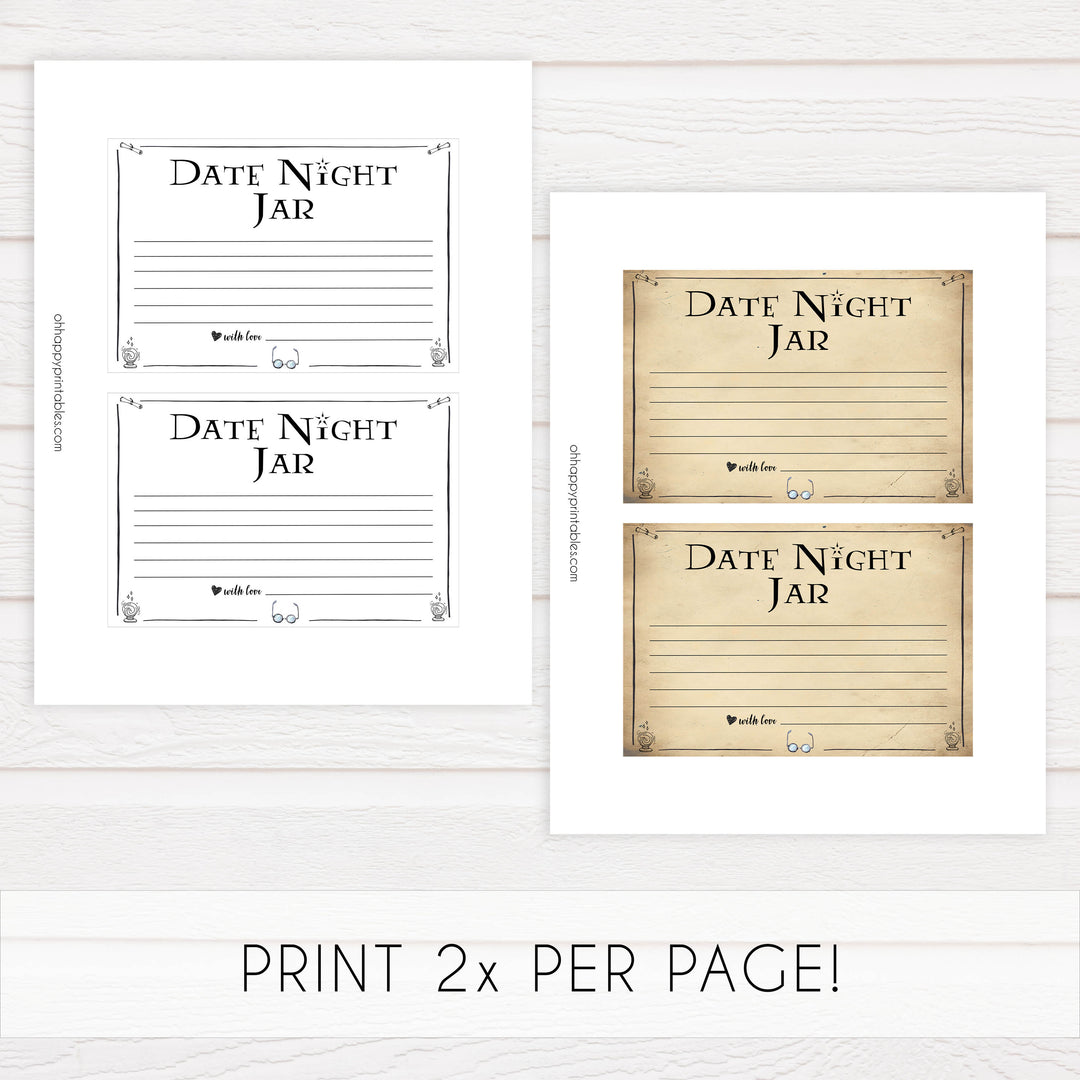 date night jar, bridal date night jar game, Printable bridal shower games, Harry potter bridal shower, Harry Potter bridal shower games, fun bridal shower games, bridal shower game ideas, Harry Potter bridal shower