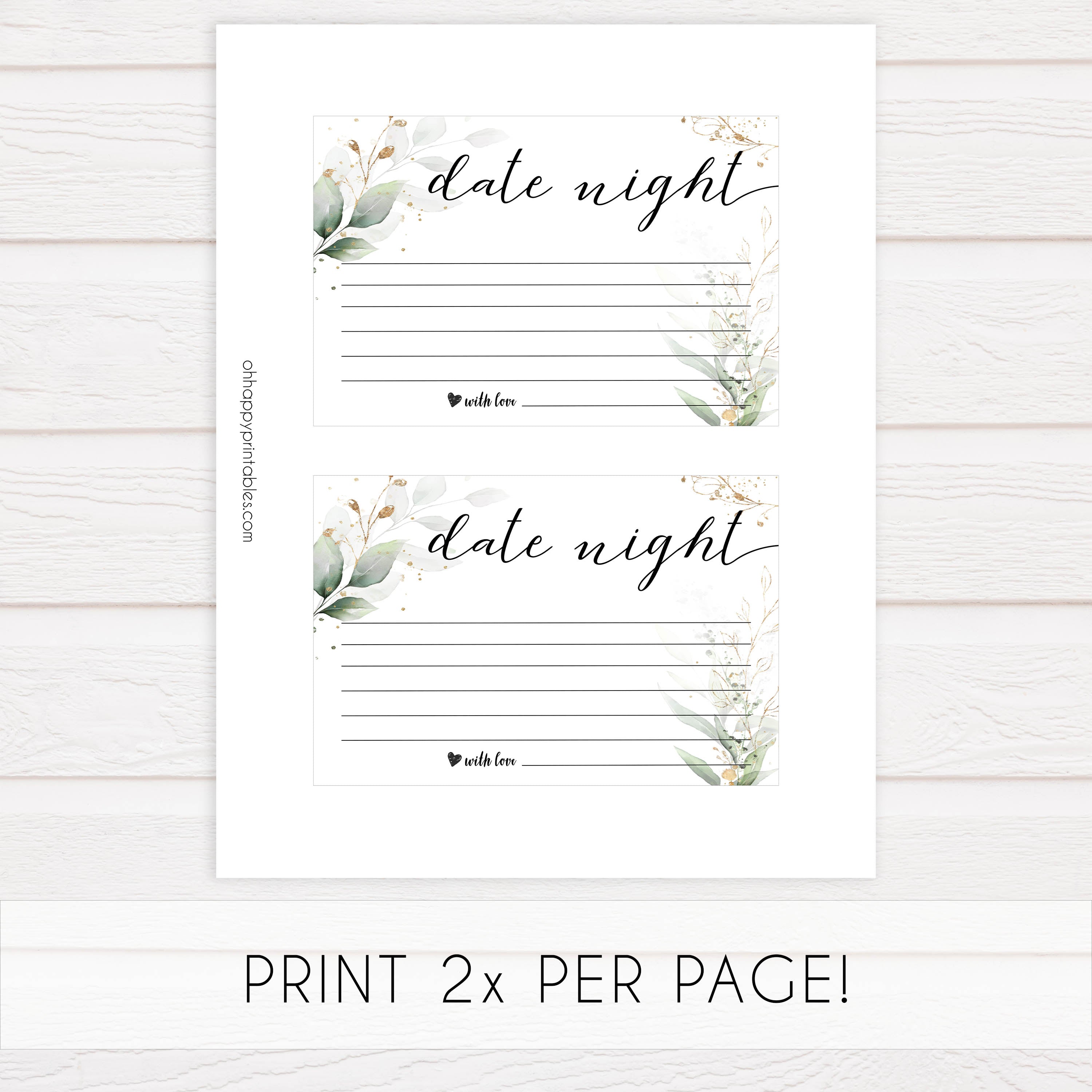date night jar game, Printable bridal shower games, greenery bridal shower, gold leaf bridal shower games, fun bridal shower games, bridal shower game ideas, greenery bridal shower