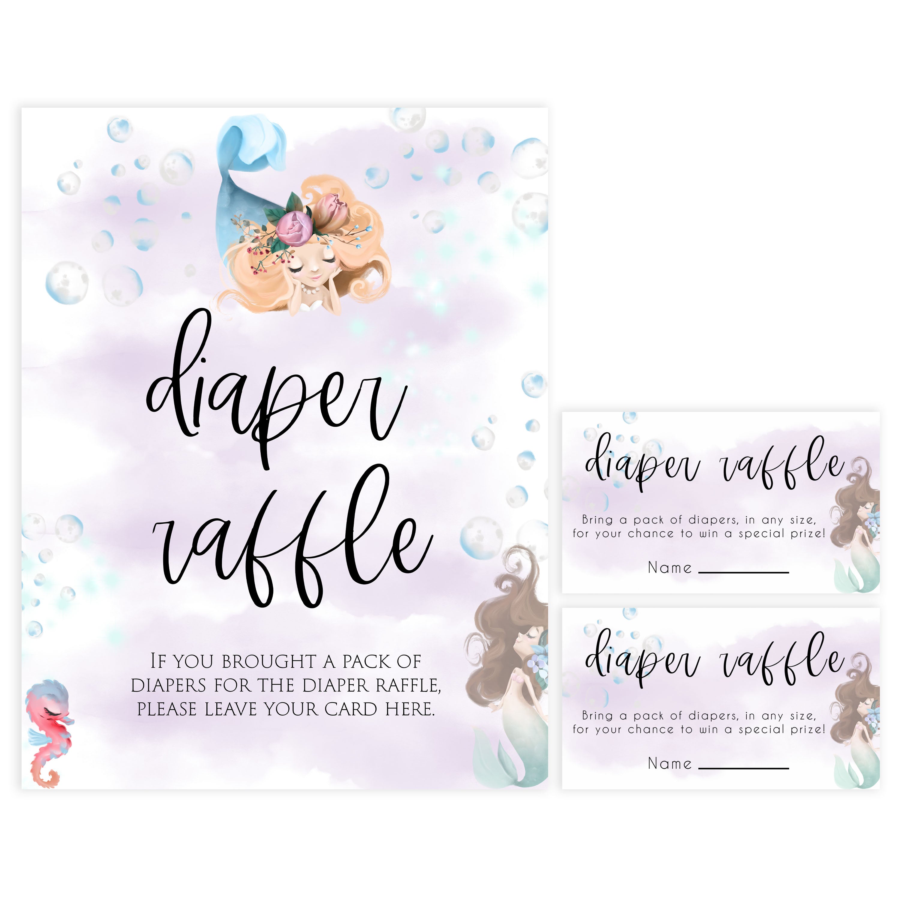 diaper raffle baby game, baby diaper raffle,  Printable baby shower games, little mermaid baby games, baby shower games, fun baby shower ideas, top baby shower ideas, little mermaid baby shower, baby shower games, pink hearts baby shower ideas