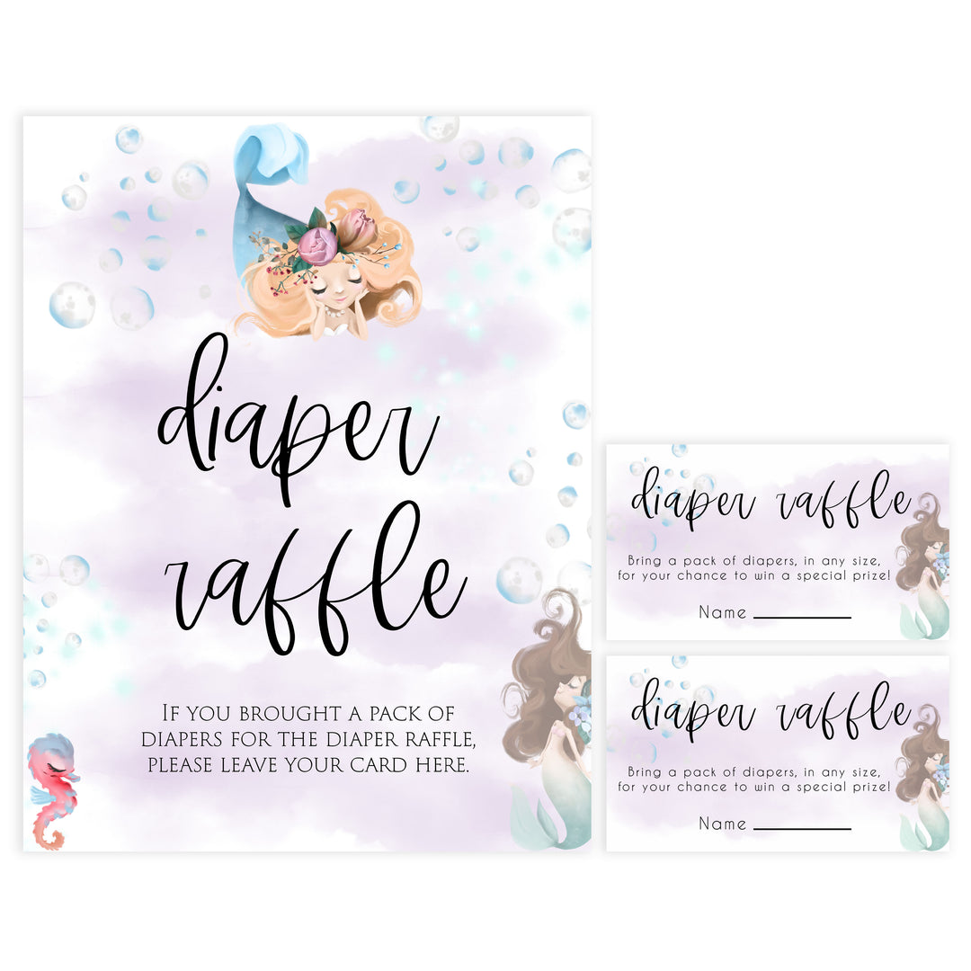 diaper raffle baby game, baby diaper raffle,  Printable baby shower games, little mermaid baby games, baby shower games, fun baby shower ideas, top baby shower ideas, little mermaid baby shower, baby shower games, pink hearts baby shower ideas