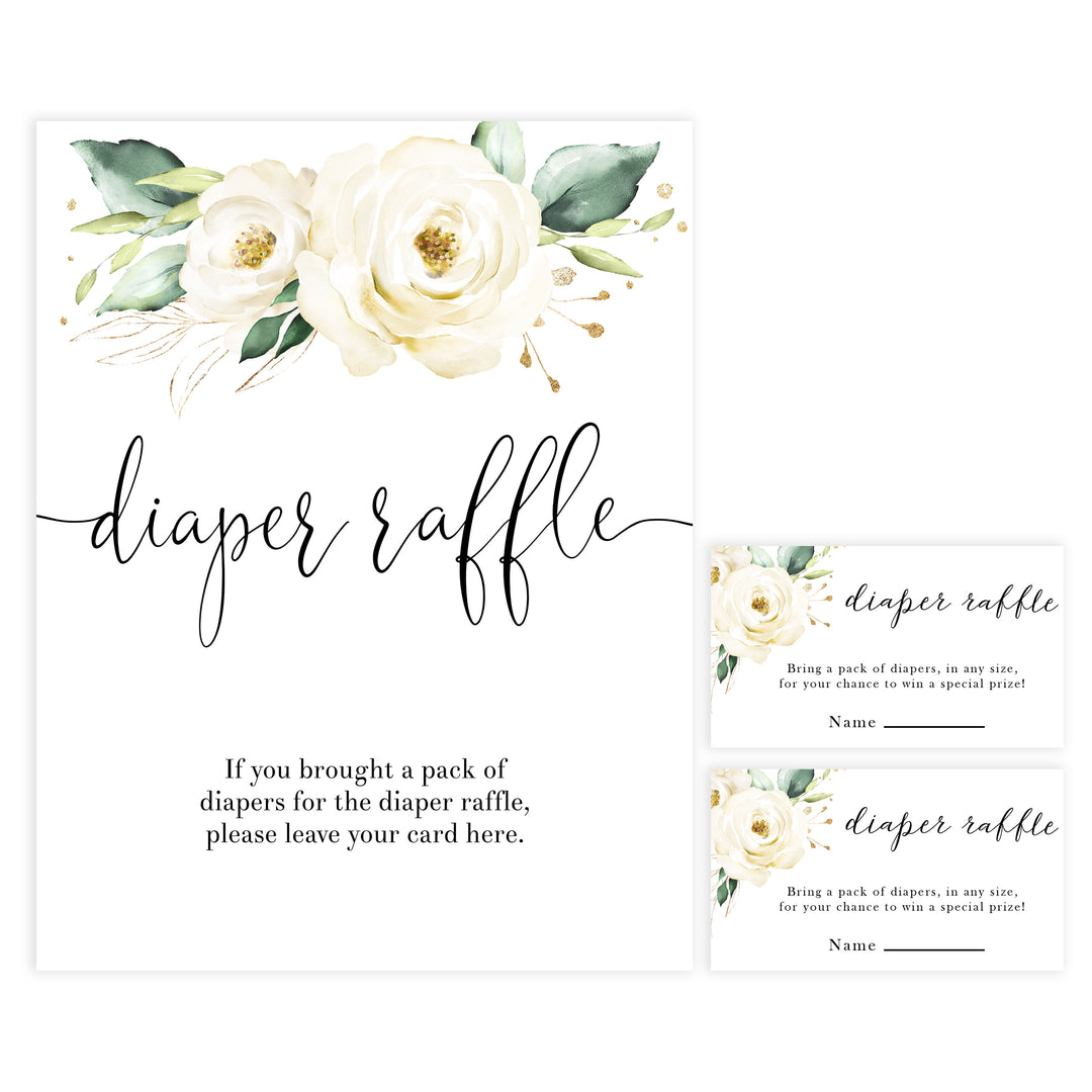 diaper raffle game, Printable baby shower games, shite floral baby games, baby shower games, fun baby shower ideas, top baby shower ideas, floral baby shower, baby shower games, fun floral baby shower ideas