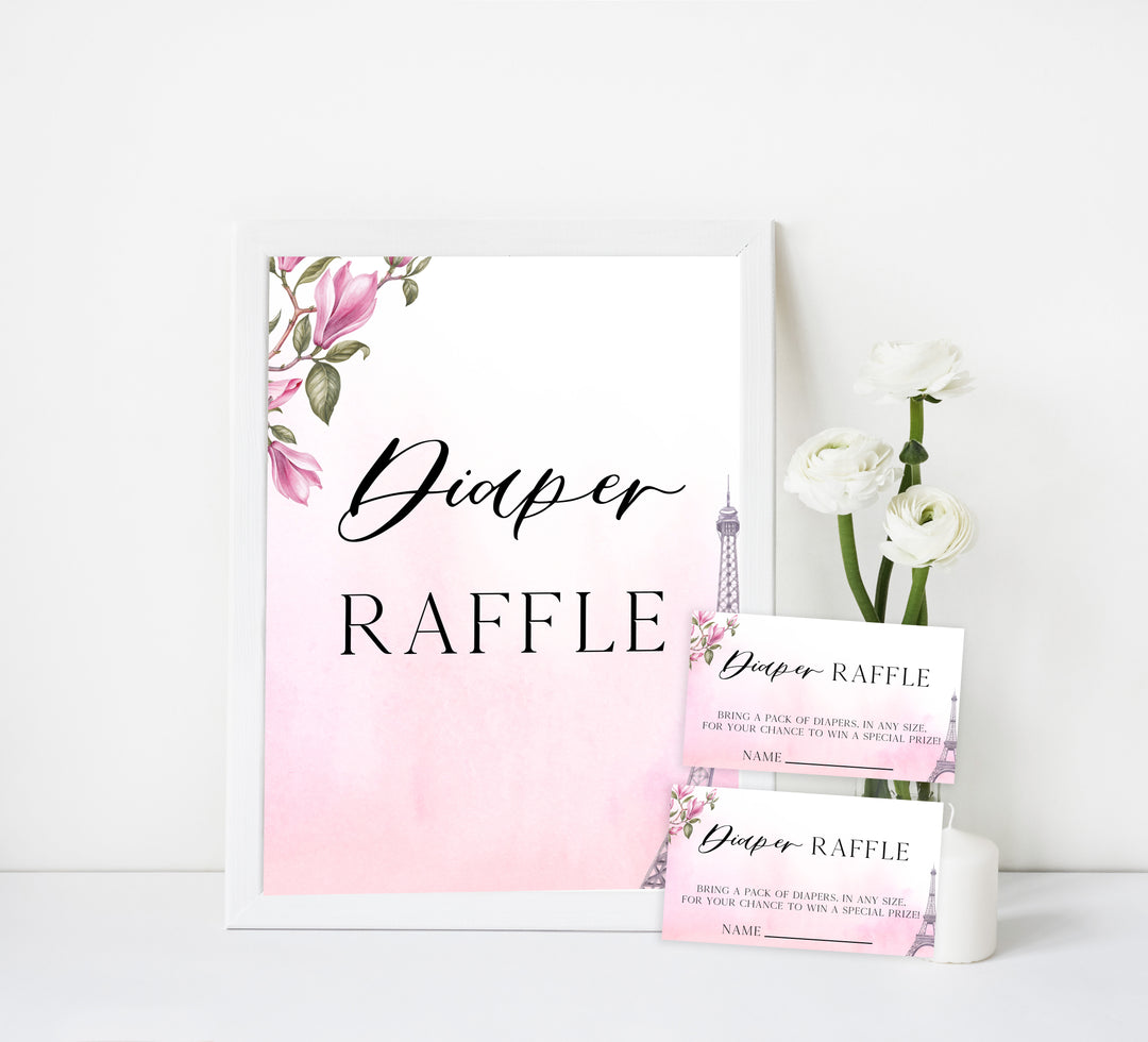 diaper raffle baby game, Paris baby shower games, printable baby shower games, Parisian baby shower games, fun baby shower games