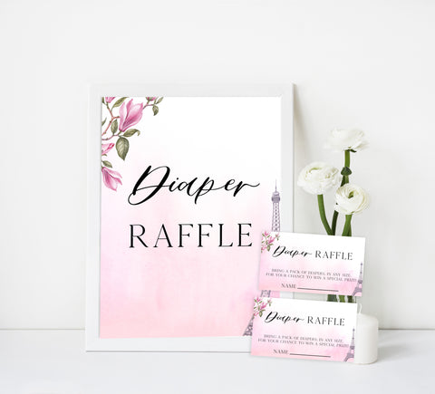 diaper raffle baby game, Paris baby shower games, printable baby shower games, Parisian baby shower games, fun baby shower games