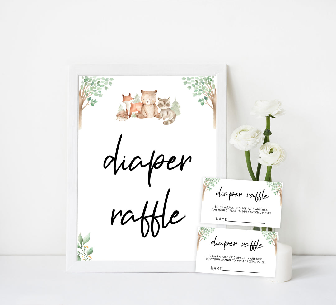 diaper raffle baby game, Printable baby shower games, woodland animals baby games, baby shower games, fun baby shower ideas, top baby shower ideas, woodland baby shower, baby shower games, fun woodland animals baby shower ideas