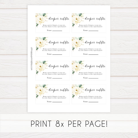 diaper raffle game, Printable baby shower games, shite floral baby games, baby shower games, fun baby shower ideas, top baby shower ideas, floral baby shower, baby shower games, fun floral baby shower ideas
