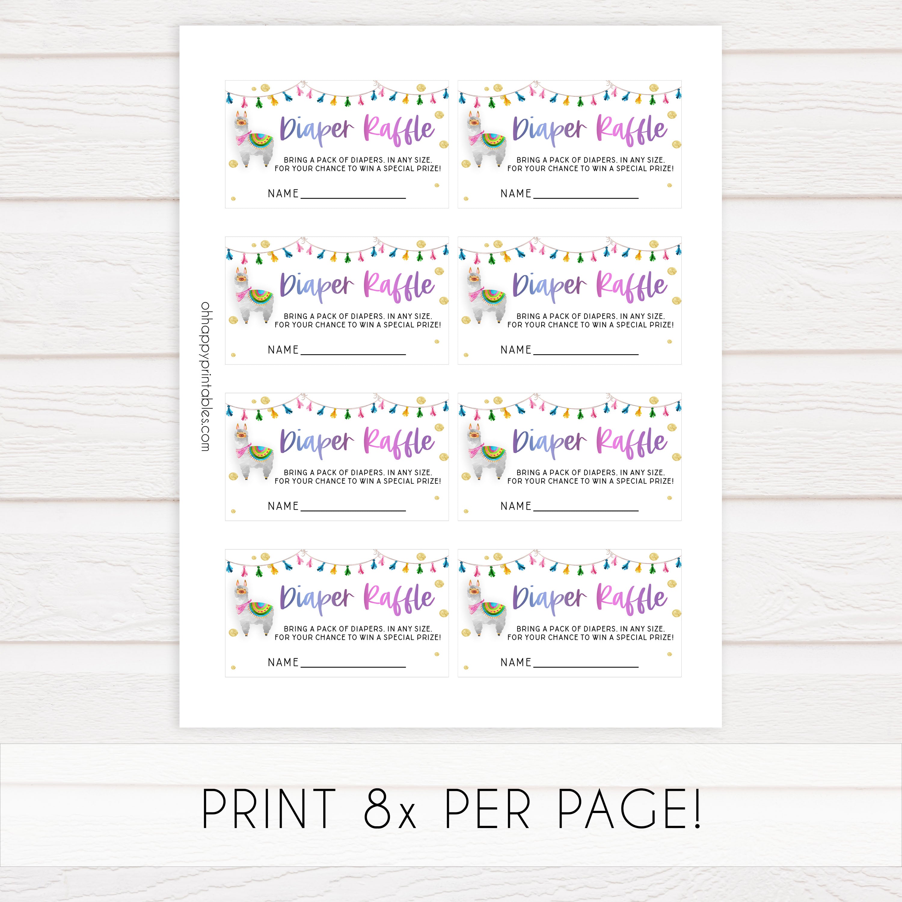 diaper raffle game, baby diaper raffle, Printable baby shower games, llama fiesta fun baby games, baby shower games, fun baby shower ideas, top baby shower ideas, Llama fiesta shower baby shower, fiesta baby shower ideas