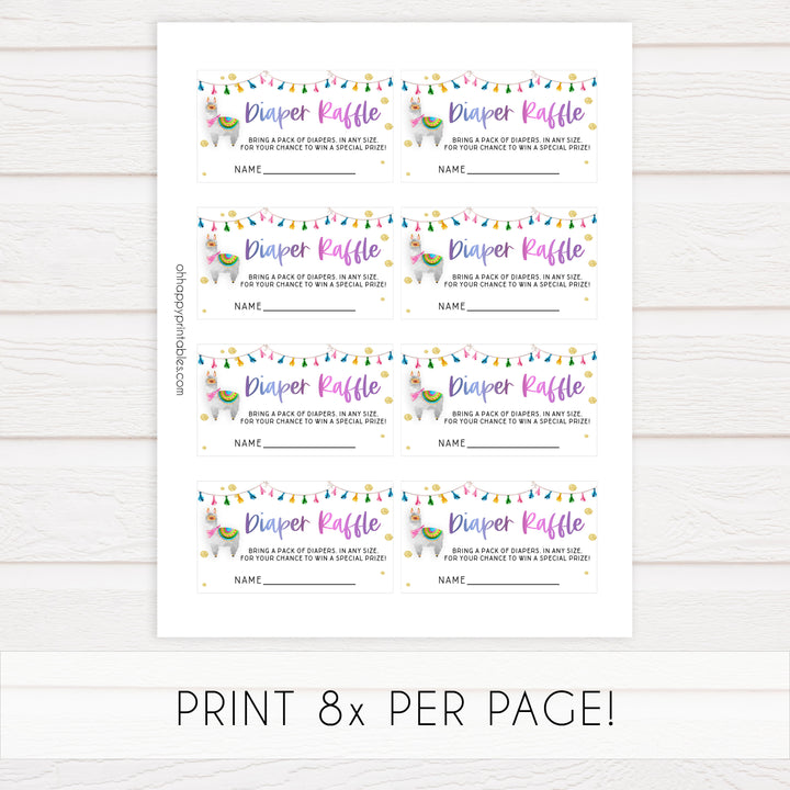 diaper raffle game, baby diaper raffle, Printable baby shower games, llama fiesta fun baby games, baby shower games, fun baby shower ideas, top baby shower ideas, Llama fiesta shower baby shower, fiesta baby shower ideas