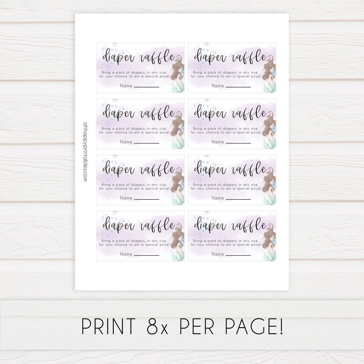 diaper raffle baby game, baby diaper raffle,  Printable baby shower games, little mermaid baby games, baby shower games, fun baby shower ideas, top baby shower ideas, little mermaid baby shower, baby shower games, pink hearts baby shower ideas