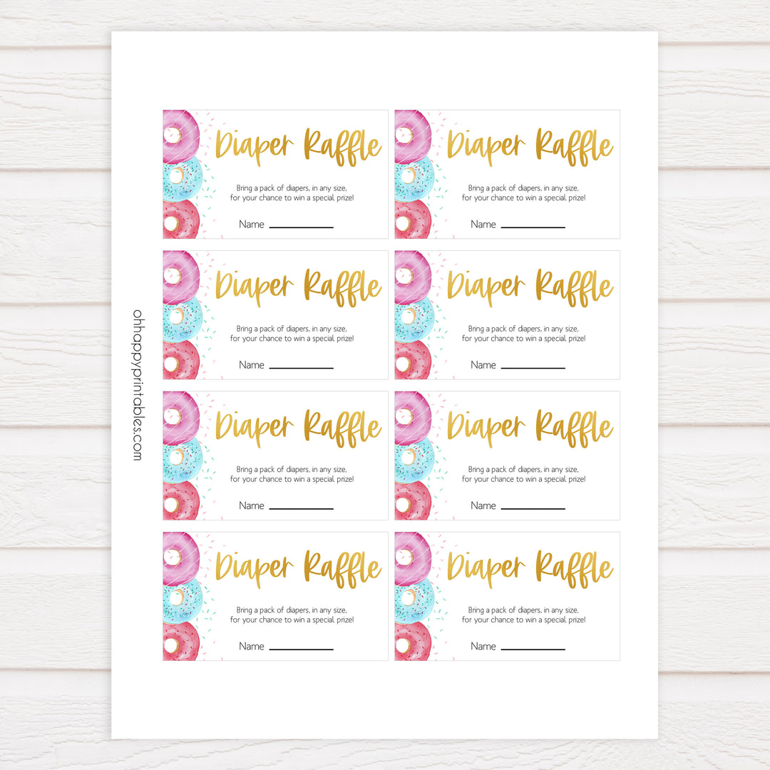 diaper raffle baby game, Printable baby shower games, donut baby games, baby shower games, fun baby shower ideas, top baby shower ideas, donut sprinkles baby shower, baby shower games, fun donut baby shower ideas