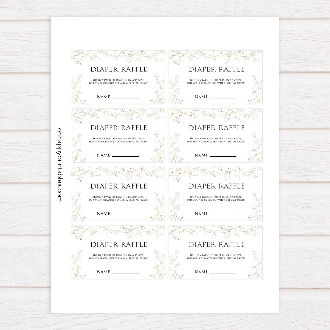 diaper raffle game, Printable baby shower games, gold leaf baby games, baby shower games, fun baby shower ideas, top baby shower ideas, gold leaf baby shower, baby shower games, fun gold leaf baby shower ideas