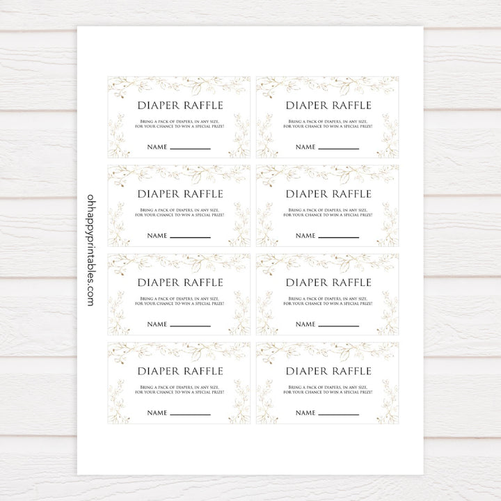 diaper raffle game, Printable baby shower games, gold leaf baby games, baby shower games, fun baby shower ideas, top baby shower ideas, gold leaf baby shower, baby shower games, fun gold leaf baby shower ideas