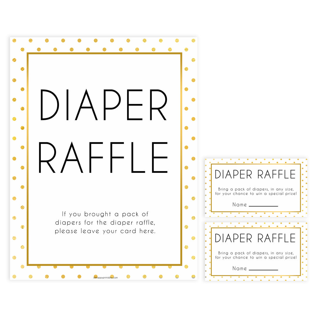 diaper raffle game, diaper raffle, Printable baby shower games, baby gold dots fun baby games, baby shower games, fun baby shower ideas, top baby shower ideas, gold glitter shower baby shower, friends baby shower ideas