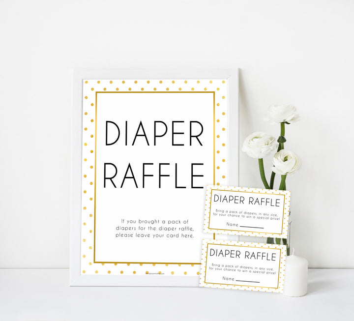 diaper raffle game, diaper raffle, Printable baby shower games, baby gold dots fun baby games, baby shower games, fun baby shower ideas, top baby shower ideas, gold glitter shower baby shower, friends baby shower ideas