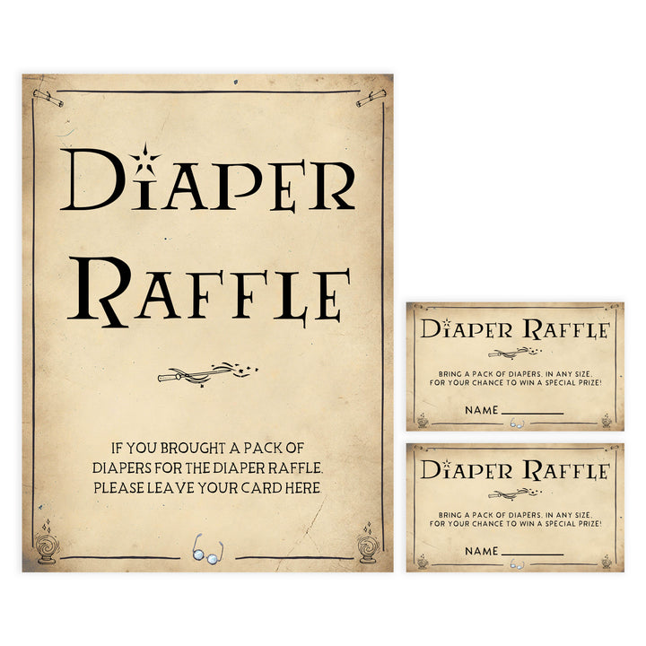 Diaper Raffle Baby Game, Wizard baby shower games, printable baby shower games, Harry Potter baby games, Harry Potter baby shower, fun baby shower games,  fun baby ideas