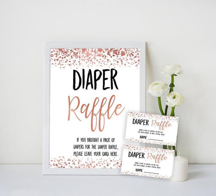 diaper raffle game, baby diaper raffle game, Printable baby shower games, rose gold fun baby games, baby shower games, fun baby shower ideas, top baby shower ideas, blush baby shower, rose gold baby shower ideas