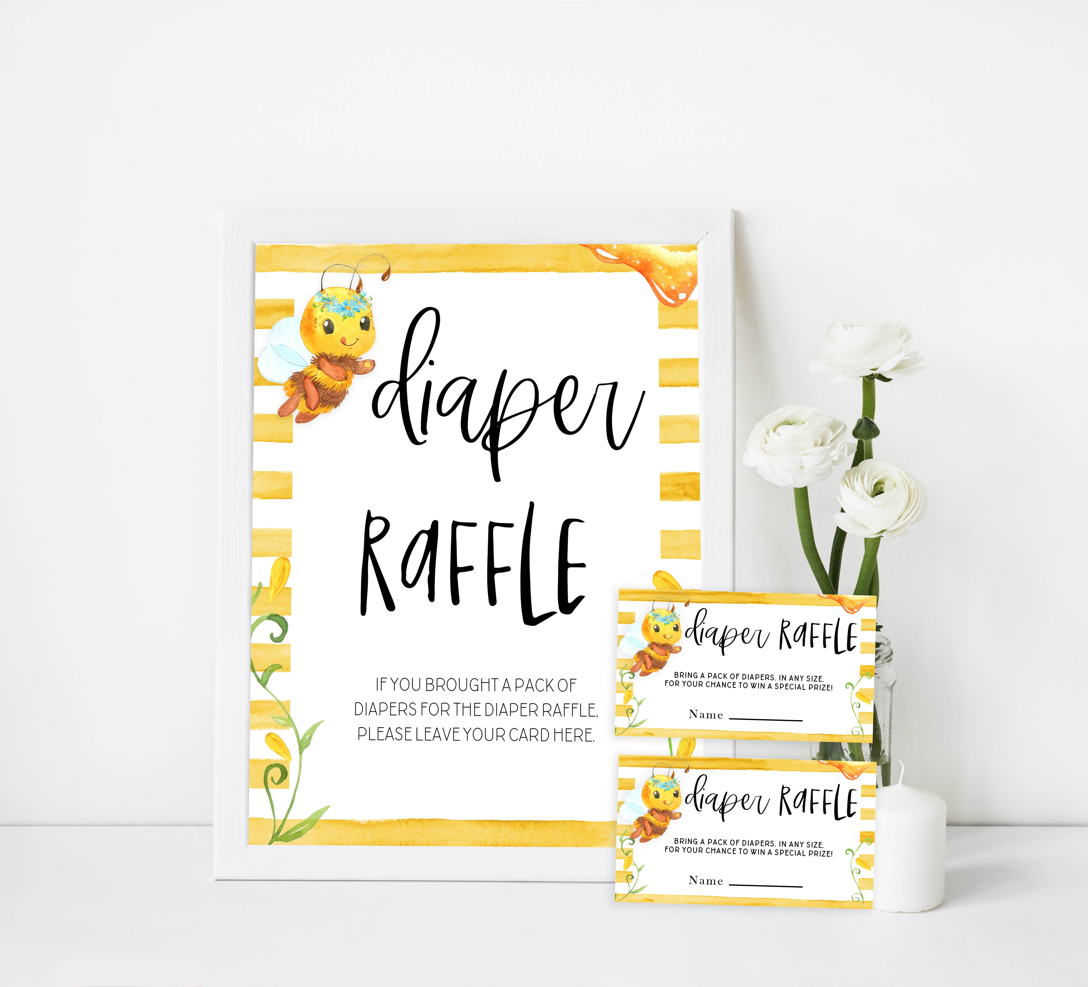 diaper raffle baby game, Printable baby shower games, mommy bee fun baby games, baby shower games, fun baby shower ideas, top baby shower ideas, mommy to bee baby shower, friends baby shower ideas