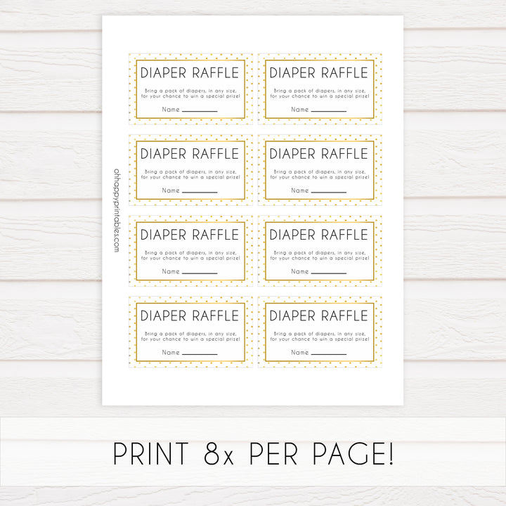 diaper raffle game, diaper raffle, Printable baby shower games, baby gold dots fun baby games, baby shower games, fun baby shower ideas, top baby shower ideas, gold glitter shower baby shower, friends baby shower ideas