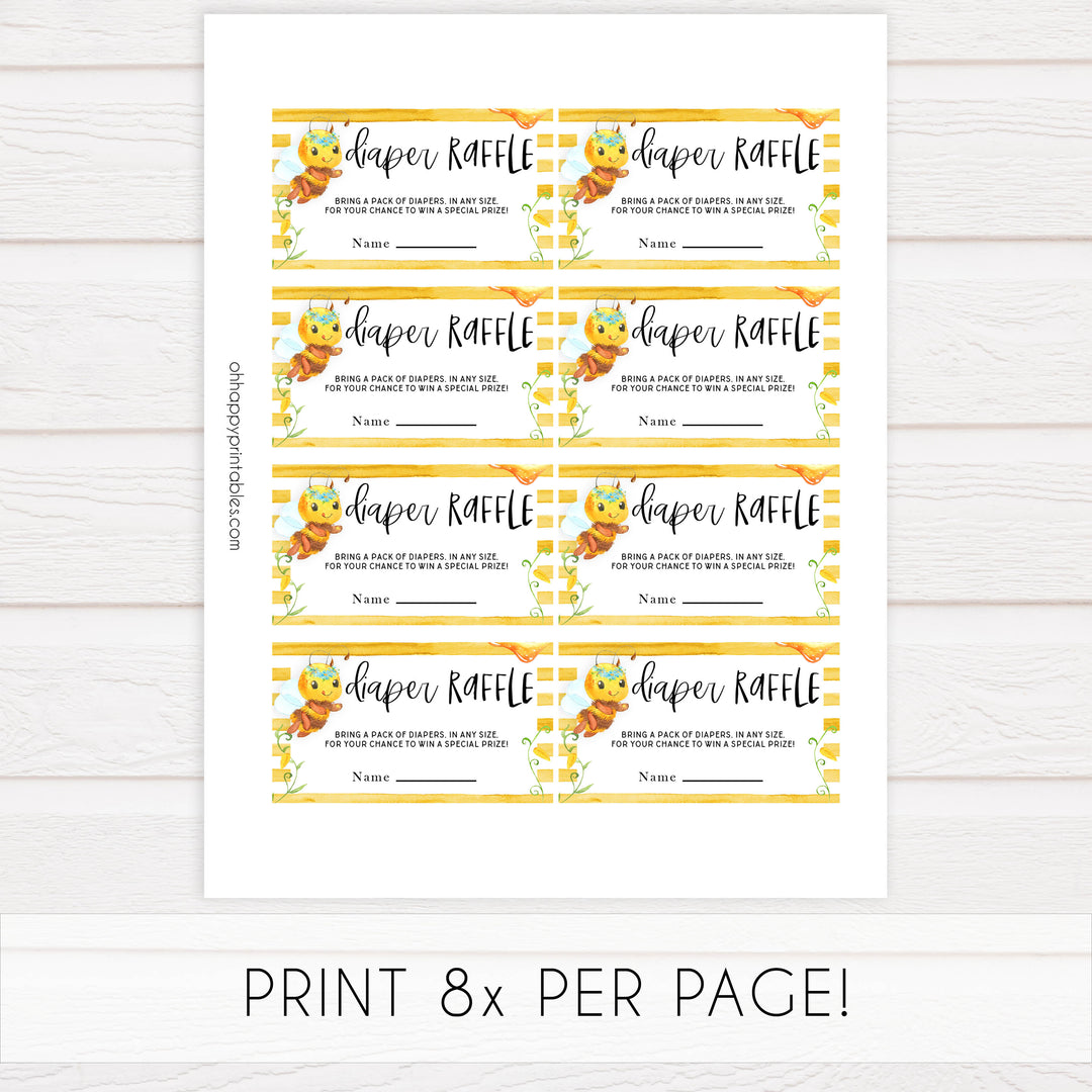 diaper raffle baby game, Printable baby shower games, mommy bee fun baby games, baby shower games, fun baby shower ideas, top baby shower ideas, mommy to bee baby shower, friends baby shower ideas
