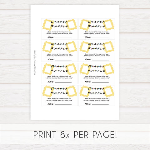 Diaper raffle game, Printable baby shower games, friends fun baby games, baby shower games, fun baby shower ideas, top baby shower ideas, friends baby shower, friends baby shower ideas