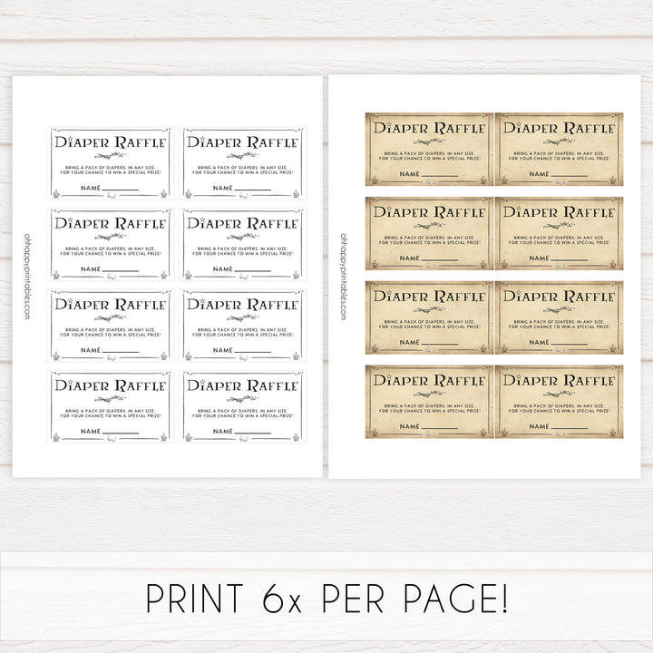 Diaper Raffle Baby Game, Wizard baby shower games, printable baby shower games, Harry Potter baby games, Harry Potter baby shower, fun baby shower games,  fun baby ideas