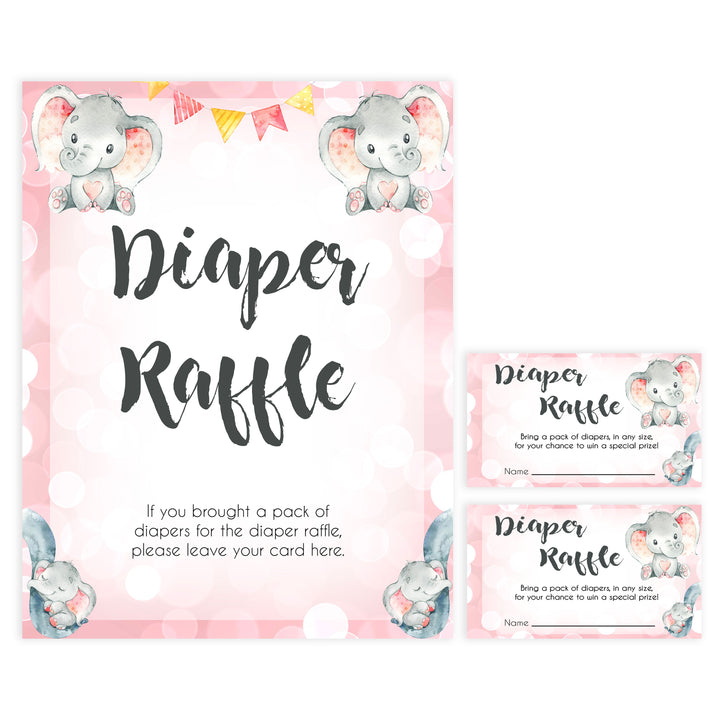 diaper raffle baby game, diaper raffle,  Printable baby shower games, fun abby games, baby shower games, fun baby shower ideas, top baby shower ideas, pink elephant baby shower, pink baby shower ideas