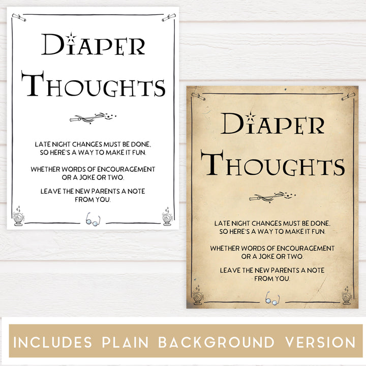 Diaper Thoughts, Late Night Diapers Sign, Wizard baby shower games, printable baby shower games, Harry Potter baby games, Harry Potter baby shower, fun baby shower games,  fun baby ideas