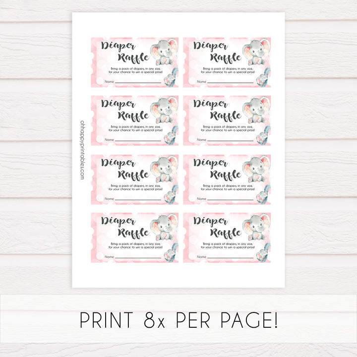 diaper raffle baby game, diaper raffle,  Printable baby shower games, fun abby games, baby shower games, fun baby shower ideas, top baby shower ideas, pink elephant baby shower, pink baby shower ideas