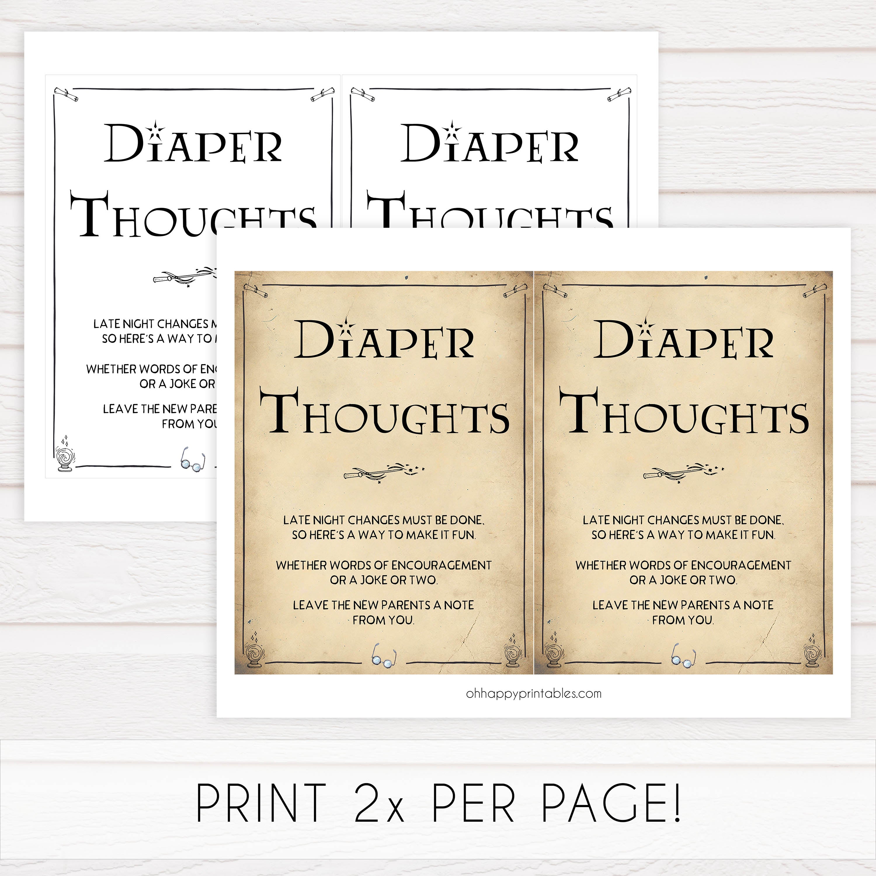 Diaper Thoughts, Late Night Diapers Sign, Wizard baby shower games, printable baby shower games, Harry Potter baby games, Harry Potter baby shower, fun baby shower games,  fun baby ideas