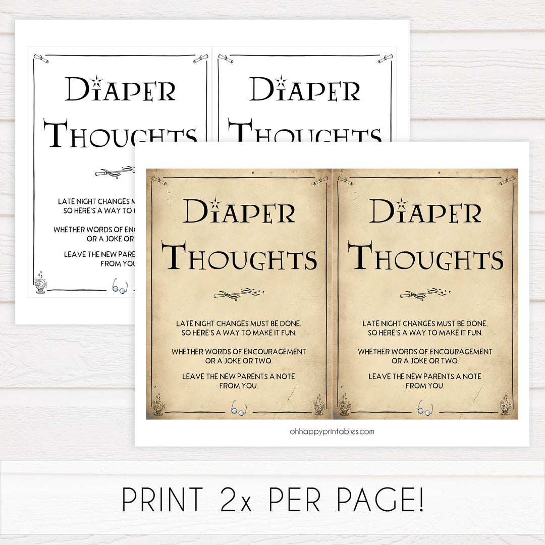 Diaper Thoughts, Late Night Diapers Sign, Wizard baby shower games, printable baby shower games, Harry Potter baby games, Harry Potter baby shower, fun baby shower games,  fun baby ideas