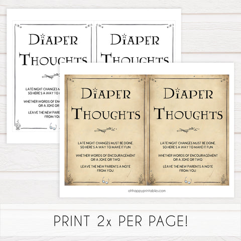 Diaper Thoughts, Late Night Diapers Sign, Wizard baby shower games, printable baby shower games, Harry Potter baby games, Harry Potter baby shower, fun baby shower games,  fun baby ideas