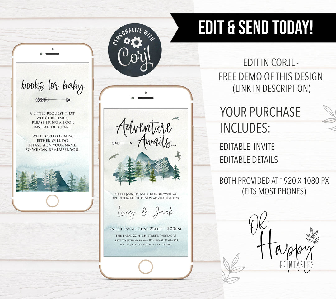 mobile baby shower invitation, adventure awaits baby shower, editable baby shower invitations, adventure awaits baby shower invitation, baby invites, baby adventure theme