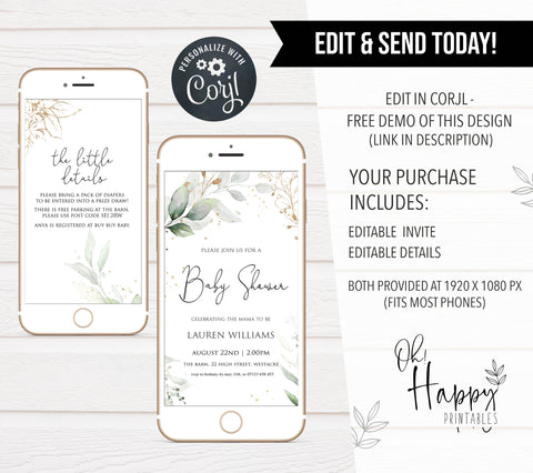 editable floral baby shower invitations, floral mobile baby shower invitations, editable baby invites