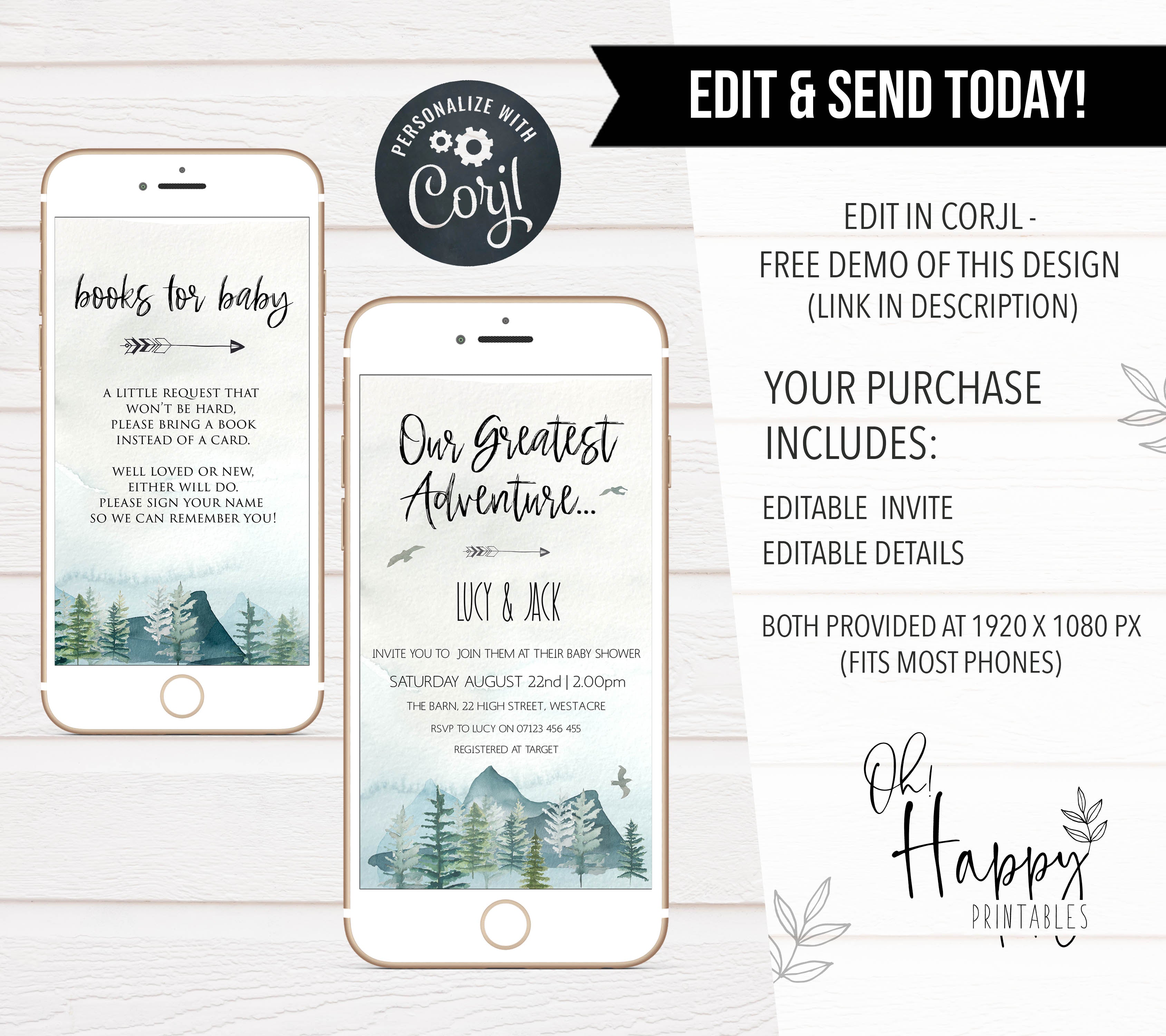 our greatest adventure mobile baby shower invite, editable baby shower invitations, adventure awaits baby shower invitation, baby invites, baby adventure theme