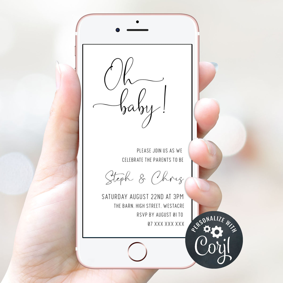 editable baby shower invitations, baby shower evite, minimalist baby shower invites, baby shower mobile invitation