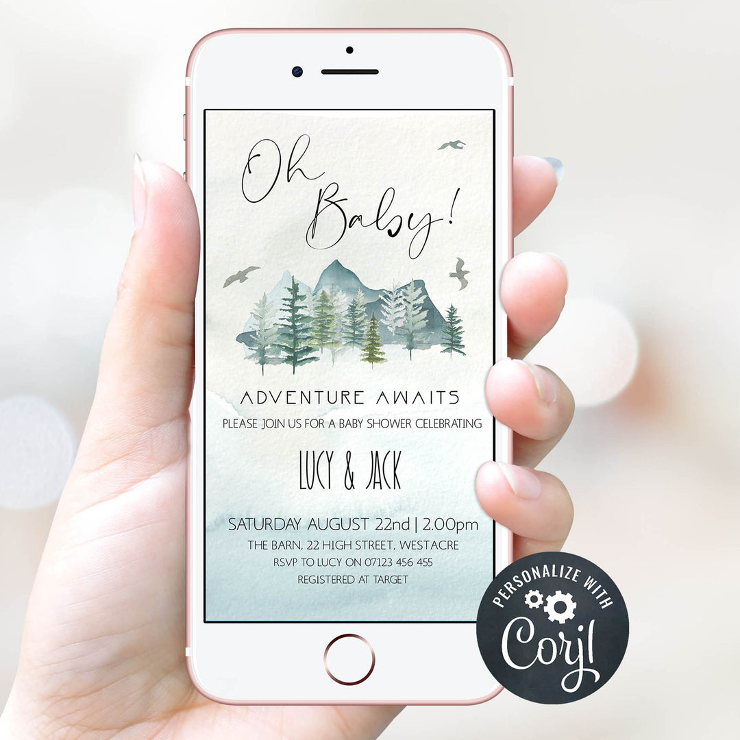 oh baby baby shower invitation, editable baby shower invitations, mobile baby shower invite, adventure awaits baby shower invitation, baby invites, baby adventure theme