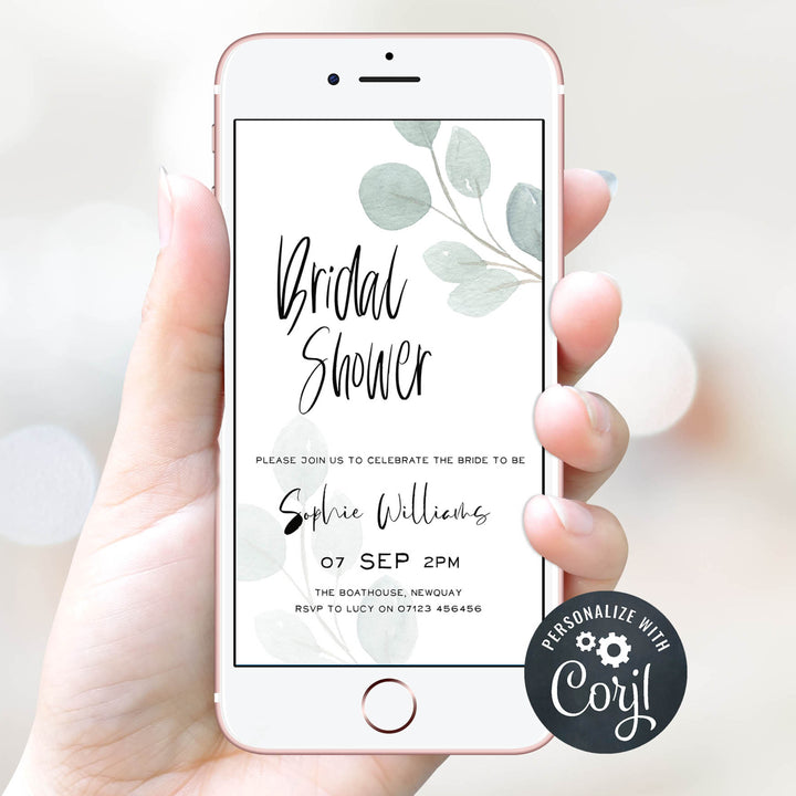 EDITABLE Bridal Shower Invitation - Eucalyptus Vine