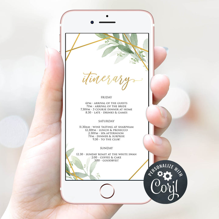editable bridal shower invitations, printable bachelorette invitations, gold greenery bridal shower invites, greenery bridal shower ideas