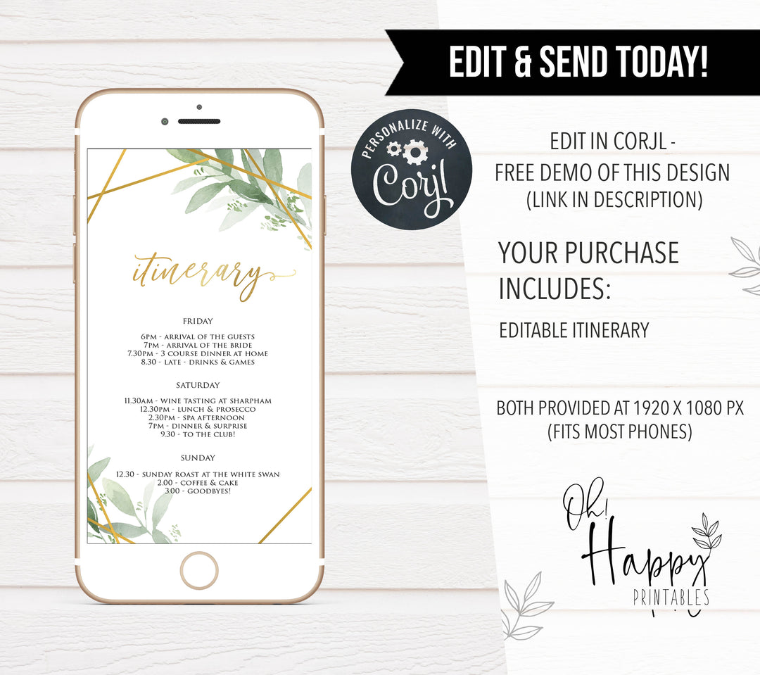 editable bridal shower invitations, printable bachelorette invitations, gold greenery bridal shower invites, greenery bridal shower ideas