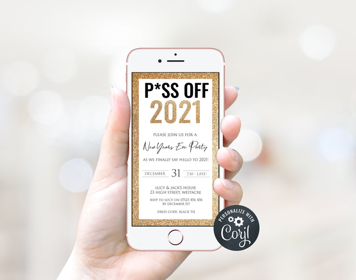EDITABLE PISS OFF Mobile Invitation Template - New Years Eve