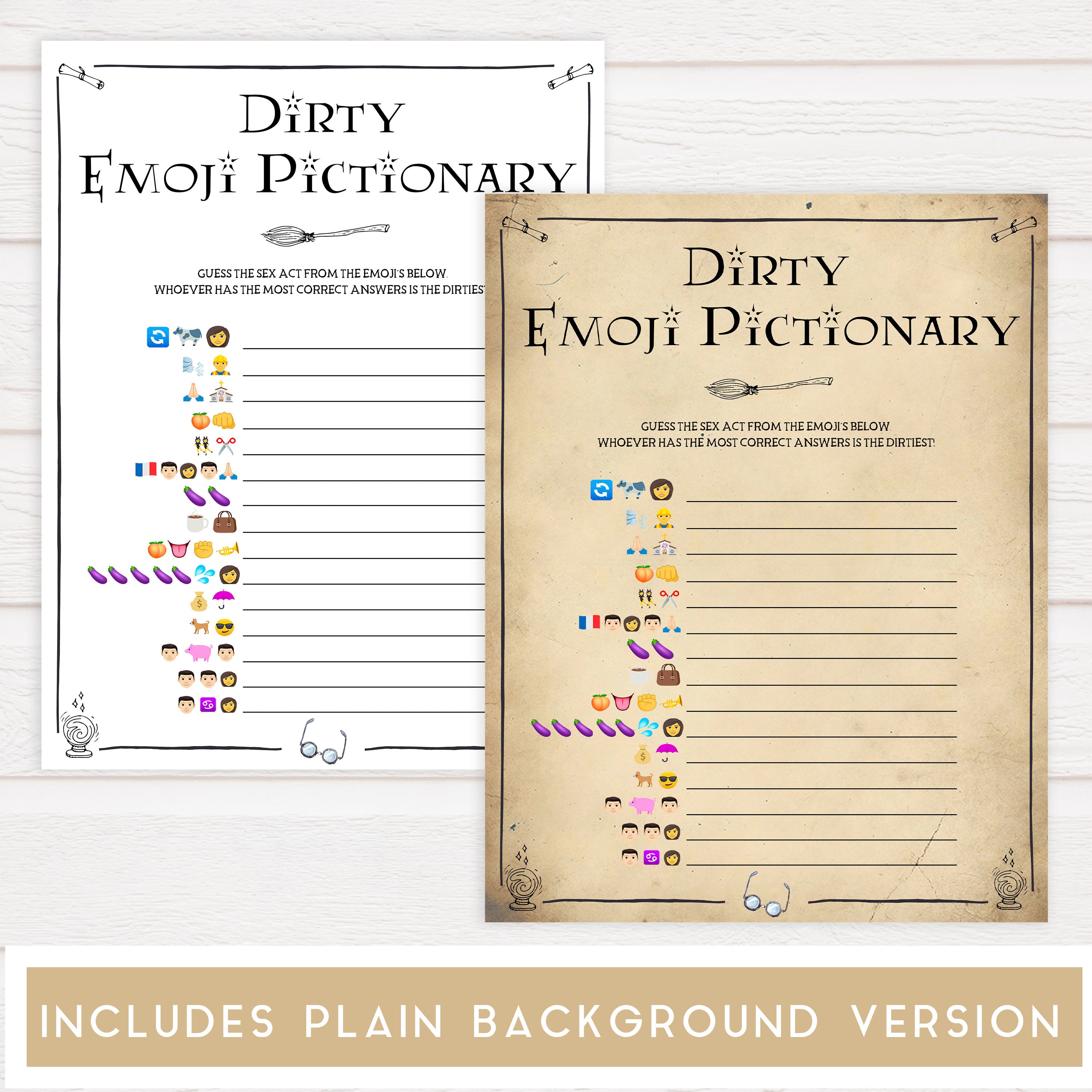 dirty emoji pictionary game, Printable bachelorette games, Harry Potter bachelorette, Harry Potter hen party games, fun hen party games, bachelorette game ideas, Harry Potter adult party games, naughty hen games, naughty bachelorette games