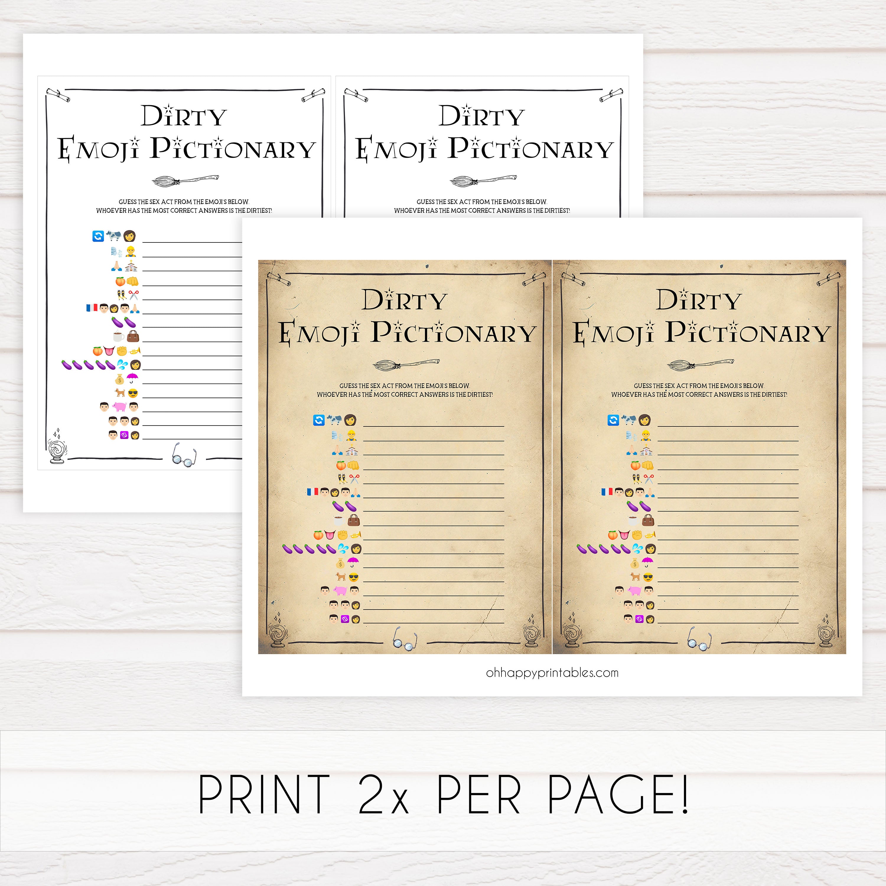 dirty emoji pictionary game, Printable bachelorette games, Harry Potter bachelorette, Harry Potter hen party games, fun hen party games, bachelorette game ideas, Harry Potter adult party games, naughty hen games, naughty bachelorette games