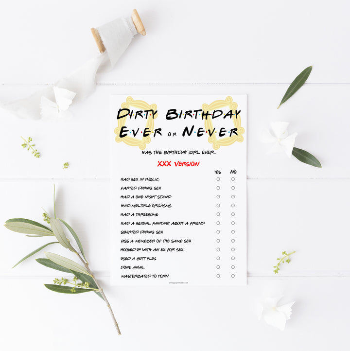 friends dirty birthday ever or never, birthday have i ever, naughty birthday games, friends games 