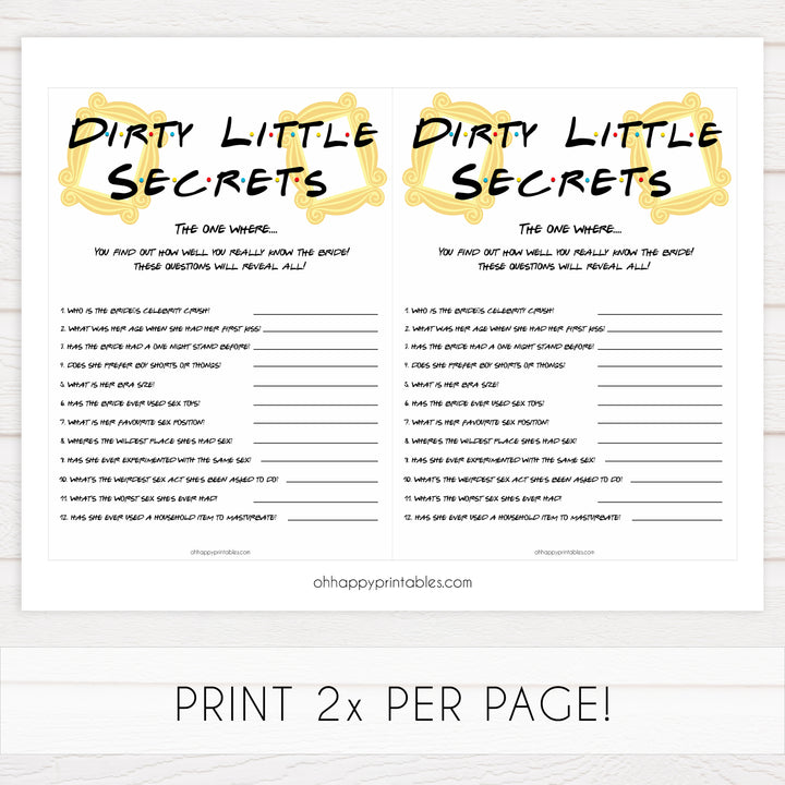 dirty little secrets, bridal dirty secrets game, Printable bachelorette games, friends bachelorette, friends hen party games, fun hen party games, bachelorette game ideas, friends adult party games, naughty hen games, naughty bachelorette games