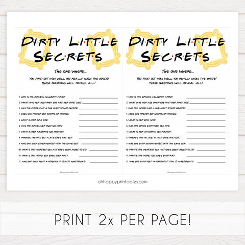 dirty little secrets, bridal dirty secrets game, Printable bachelorette games, friends bachelorette, friends hen party games, fun hen party games, bachelorette game ideas, friends adult party games, naughty hen games, naughty bachelorette games