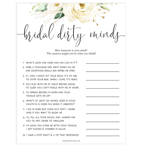 dirty minds game, Printable bachelorette games, floral bachelorette, floral hen party games, fun hen party games, bachelorette game ideas, floral adult party games, naughty hen games, naughty bachelorette games